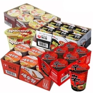 농심  신라면컵6개 + 튀김우동컵6개 + 새우탕컵6개 + 짜파게티범벅6개