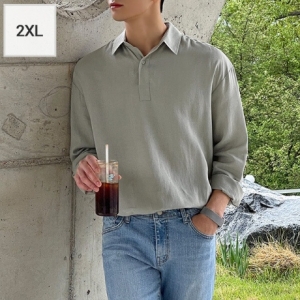 조군샵 린넨 루즈핏 카라버튼 셔츠_JG1951