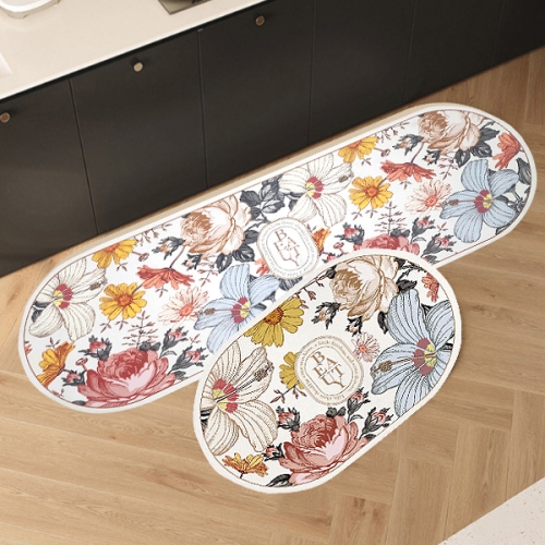 포유  북유럽 뷰티 플라워 타원형 발매트 세트