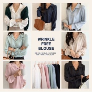 브리치 박남매 / 링클프리 구김적은 오픈카라 긴팔 블라우스 IT7806