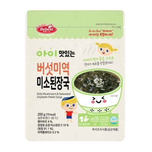 베베스트 아이 맛있는 버섯 미역 미소 된장국 200g