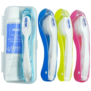 니치  여행용 칫솔 치약 세트 랜덤 4개 접이식 칫솔+치약+케이스포함