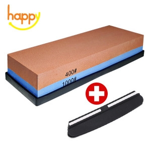 해피앤몰  400방 1000방 양면 숫돌 칼갈이 숯돌+칼날가이드 세트