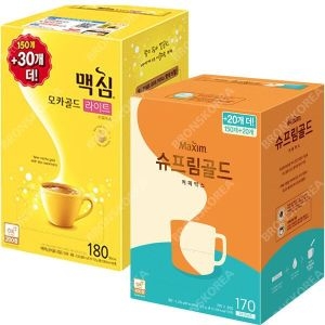 동서식품  맥심 모카골드 라이트 180T + 슈프림골드 커피믹스 170T 350T 일회용