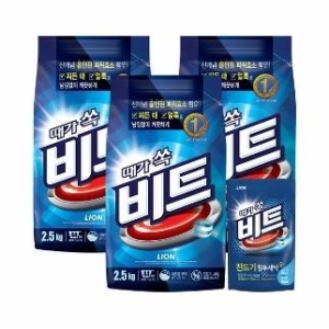 비트 가루세제 2.5kg x 3개입 1box +증정 액체 300g