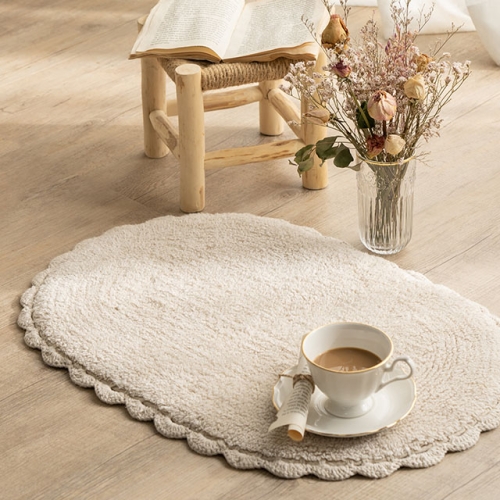 데코뷰 핸드메이드 라운드 레이스 발매트