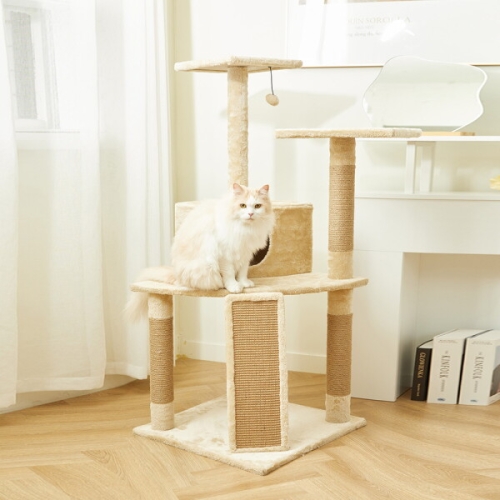 펫토리아 한층뚝딱 GP 5단 플랫폼 숨숨집 고양이 중형 캣타워 130cm 베이지