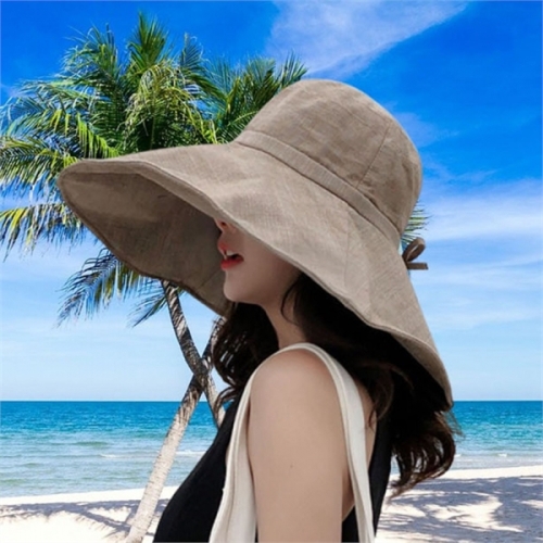 시스터즈 시스터즈 여름철 휴가룩 린넨소재 여성 챙 큰 모자 8328201