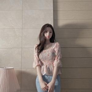 핫바 카마빙 여자 밴딩 셔링 스모크 블라우스 SH_500273