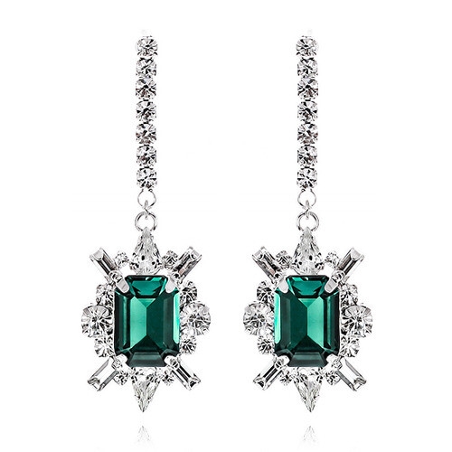 디바테일 Shiny Emerald Crystal Long Earring