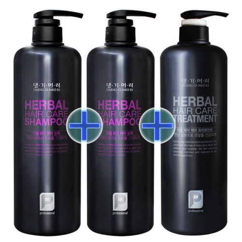 댕기머리 허벌 헤어케어 샴푸 1000ml 2개+트리트먼트 1000ml 3종세트