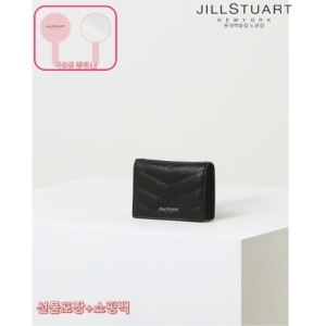 질스튜어트 모마퀼팅 지폐수납가능 블랙 로고장식 소가죽 반지갑 JAWA3F870BK