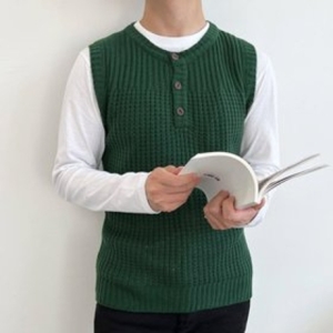 YAN 1053 남자헨리넥와플니트조끼 WB7AF52