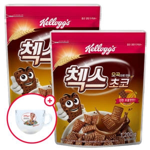 켈로그  오곡 첵스초코, 1200g, 2개 + 증정 유리 시리얼 볼 손잡이용 , 1개