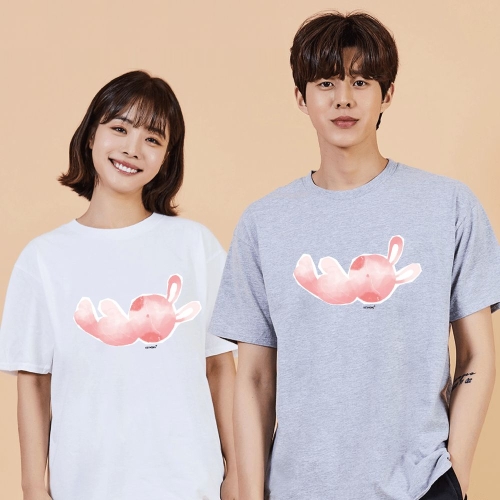 c좋아요_남자반팔브랜드_40대남성셔츠_키밍 토끼 애착인형 검은후드티 블랙티셔츠 남자봄옷_W69FC87