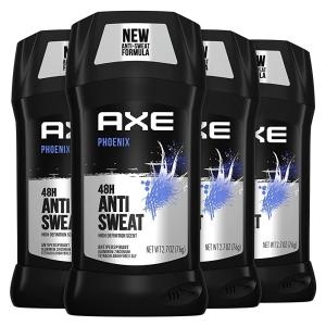 AXE 남성용 땀 억제 데오도란트 48시간 땀 및 악취 방지 피닉스 데오도란트 76.5g 2.7온스 4개 액스