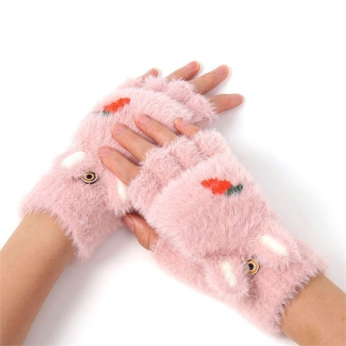 핑크 주 트리 인천가정지사 레빗 밍크 벙어리장갑 털장갑 방한 손가락 반장갑 8156559