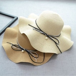 은창 웨이브 진주 리본 밀짚 모자 썬캡 밀집 선캡 W88B797