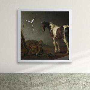 아트박스  꾸밈  px006-명화32_아브라함반칼레트_안장옆의말액자벽시계_디자인액자시계