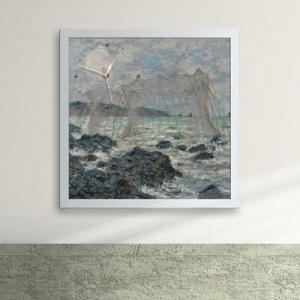 아트박스  꾸밈  px018-명화44_클로드모네_프루빌의고기그물액자벽시계_디자인액자시계