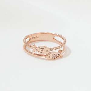 이랜드 로이드 GB 럭키피쉬 트윈 투라인 18K GOLD 반지 LRS23006G