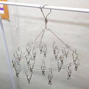 스텐레스  집게 달린 건조대 양말 속옷 만능 널기 봉 옷걸이형 아기옷 모자 수건 장갑 캠핑 고정 집개 빨래 걸이