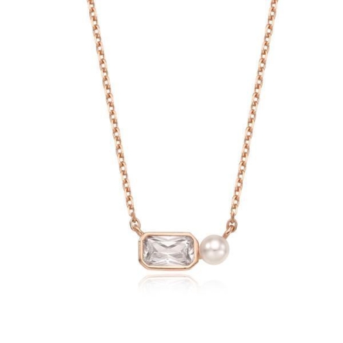 OST   스퀘어 큐빅 진주 실버 목걸이 OTS320711PPI