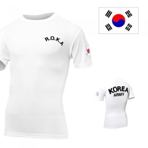 아미캠프  쿨론 ROKA 흰색 군인 반팔 티셔츠 밀리터리 티  S2374709