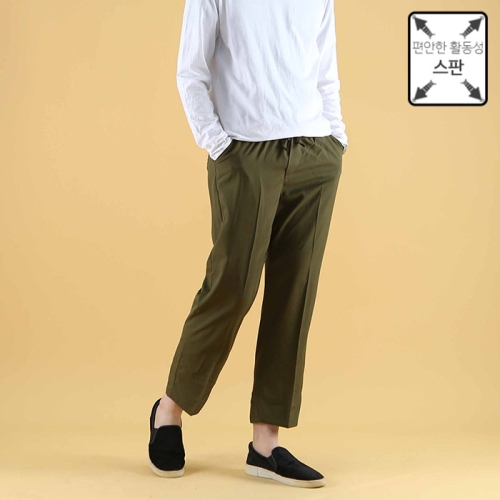 링클프리 스판 밴딩 스판 카키 슬랙스 JSL6775