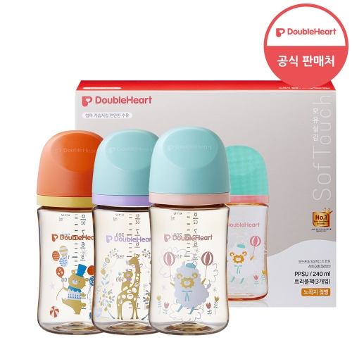더블하트 모유실감 3세대 PPSU 디어프렌즈 240ml (노꼭지)