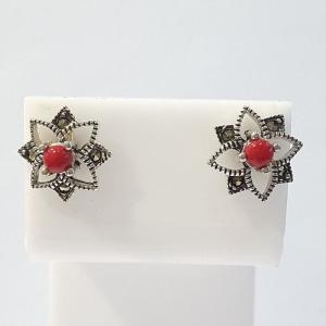 블루케이  산호 원석 귀걸이 221117-07 3월탄생석