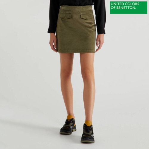 베네통 여성 플랩 포켓 스커트 4JK1507H5