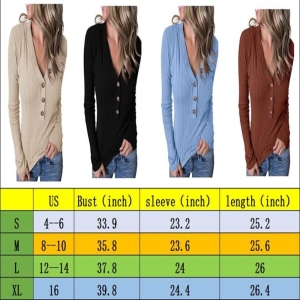 볼레로 XOHK 여성용 2022 가을 및 겨울 새로운 브이넥 풀오버 단색 긴소매 니트.. 보장 4-6 11-apricot