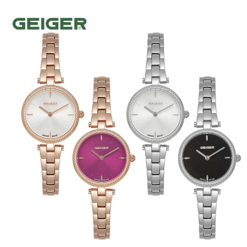 가이거 솔리드 컬러 여성용 메탈시계 GE8038 WS  25mm