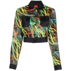 페라리 여성 스피드 라인 프린트 크롭 셔츠 블라우스 47640 18383243