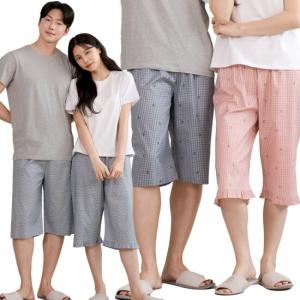 마누아 남녀공용 순면 아사 7부 파자마 잠옷