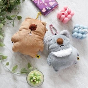 오너클랜 앙증 푹신 파우치형 동물인형 키링 가방걸이 6TYPES W9A9270