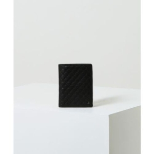 헤지스 남성 블랙 로고장식 소가죽 중지갑_HJWA3F836