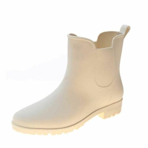 무광 레인 부츠 하얀 무지 심플 고무 장화 앵클 부츠 W888CF9