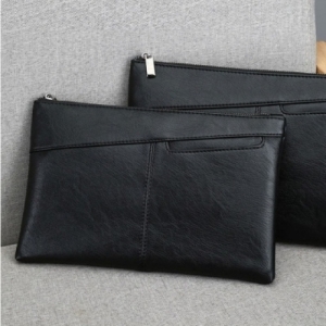 오너클랜 남성 빈티지 전면 포켓의 심플 블랙 클러치백 가방 WBCAB55