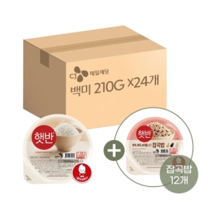 CJ제일제당  햇반 백미밥 210g 24개 + 매일잡곡밥 210g 12개