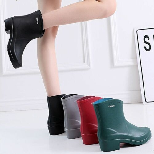 오너클랜 4컬러 통굽 키높이 레인부츠 여성장화 슬림 방수장화 WAA7BCE