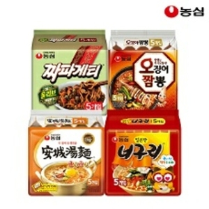 농심  짜파게티5개 + 오징어짬뽕5개 + 안성탕면5개 + 너구리5개