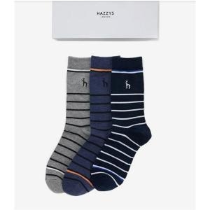 헤지스 남성 스트라이프 패턴 면혼방 중목 양말 3종 세트_HJSS2E003N2
