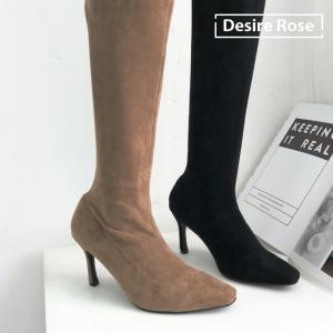 디자이어로즈  디자이어로즈  20대 30대 여성롱부츠 스웨이드 롱 삭스부츠힐 KRB0113