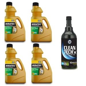 대림기업  미라텍 합성엔진오일 10W40 1리터 4개+ 크린텍 엔진세척제 1개