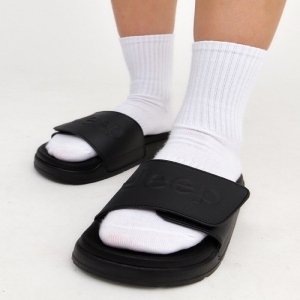 JEEP JO2GHU501 남녀 공용 로고 슬리퍼 BLACK