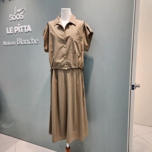 SOOS V넥반팔 점퍼형블라우스 S232NBL674 /블랙, 베이지