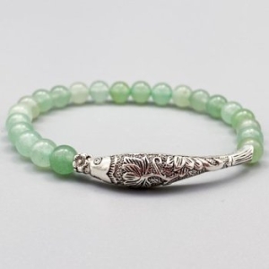 텐바이텐  마녀공방 연꽃을 물고 있는 실버 잉어 그 아벤츄 원석 팔찌