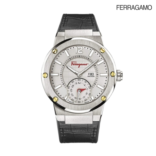 페라가모 F-80 스마트 골드 블랙 레더 러버 시계_FAZ030017